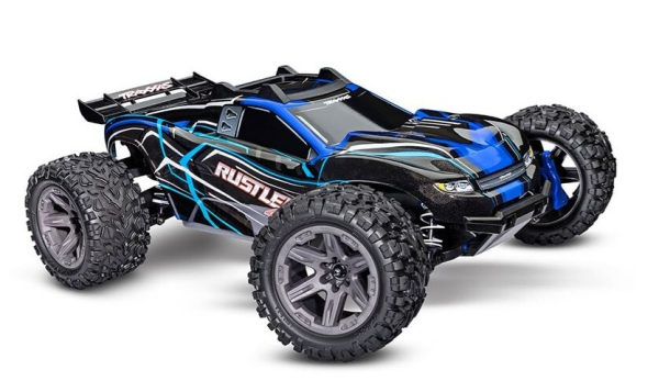 TRX67164-4ZBLUE TRAXXAS Rustler 4x4 BL-2S blau 1/10 Stadium-Truck RTR nP825 BL-2S Brushless, HD-Teile mit 2827X Akku + 2920 Lader