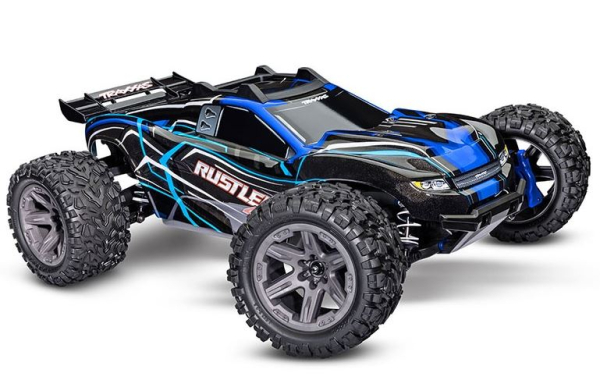 TRX67164-4ZBLUE TRAXXAS Rustler 4x4 BL-2S blau 1/10 Stadium-Truck RTR nP825 BL-2S Brushless, HD-Teile mit 2827X Akku + 2920 Lader