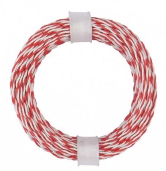210-05 Zwillingslitze 0,04mm² rot/weiß 10m