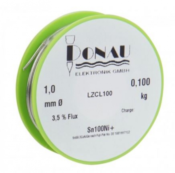 LZCL100 Lötzinn Ø 1 mm, Spule 100 g, bleifrei mit Flumittelanteil