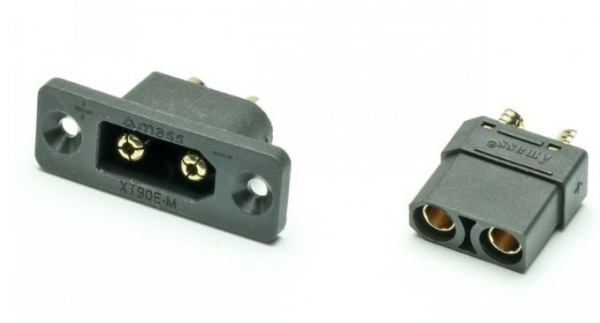 15860 XT90E-M Einbaustecker für Lipo Akku Set (schwarz)