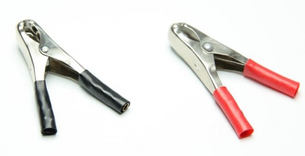 C5556 Krokoklemmen 72mm Paar rot/schwarz