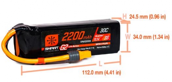 SPMX223S30 Lipo 11,1/2200 SMART G2 -30C IC3