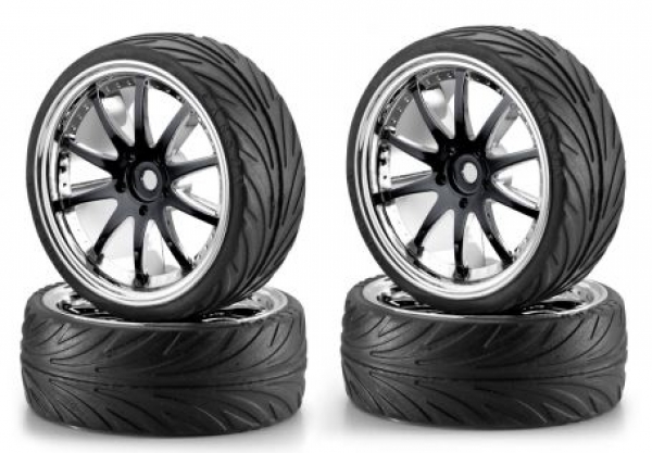 900080 1:10 Big Wheel-Set 02 10 Speichen schwarz /chrom (4)