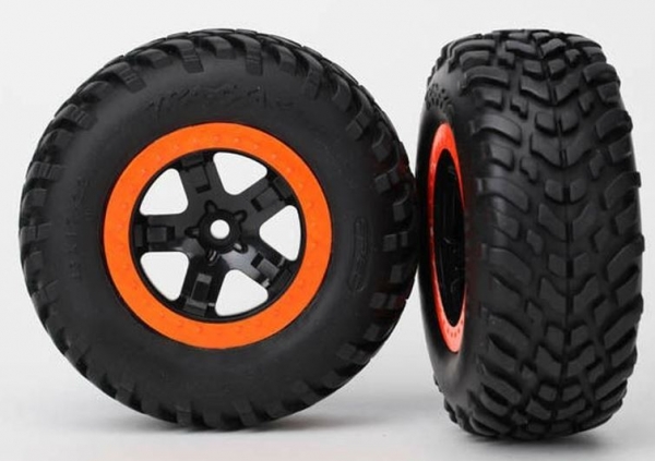 TRX5863 Reifen/Felgen TRX SCT schwarz/orange Beadlock