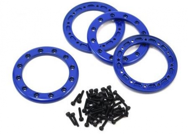 TRX8169X Beadlock-Ringe 1.9/TRX ALU-Satin blau 4 Stück