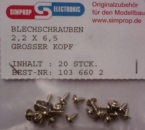 1036602 Schneidschrauben 2,2x6,5mm grosser Kopf 20 Stück