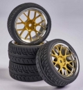 500900163 Reifen/F. 1:10/Road gold/chrome 4 Stück